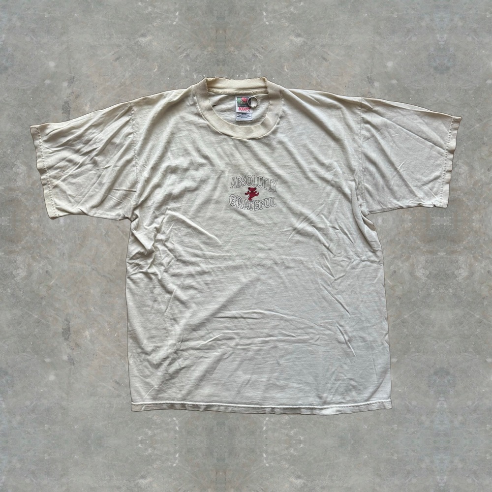 RARE Vintage Grateful Dead Absolut Vodka Thrashed Band Tee Cream Mens Large